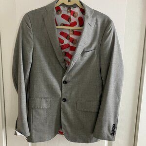 Tom James RC Classic Sport Coat Blazer Jacket Mens Size 34 Gray and Bullets.